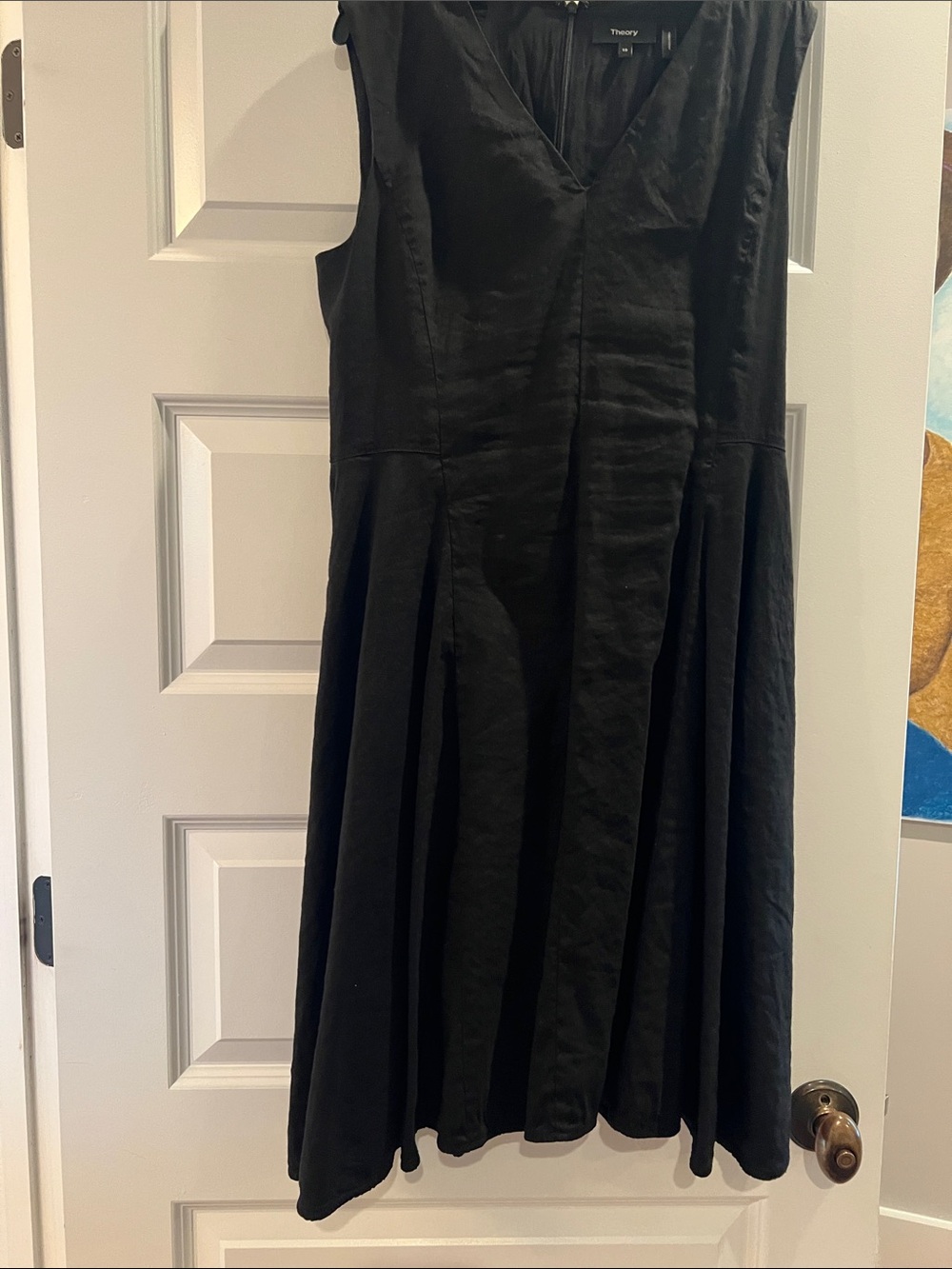 Theory Black Sleeveless V-Neck Midi Dress